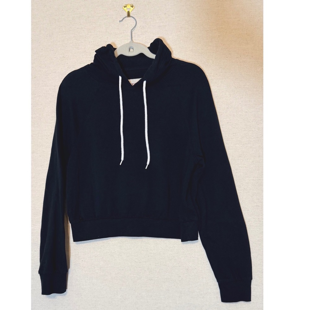 Mossimo Supply Co Womens Black Cropped Hoodie Raglan Sleeve Small 017101303